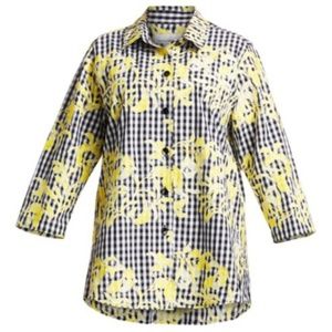 Caroline Rose Blue Gingham Yellow Flower Tunic NWT